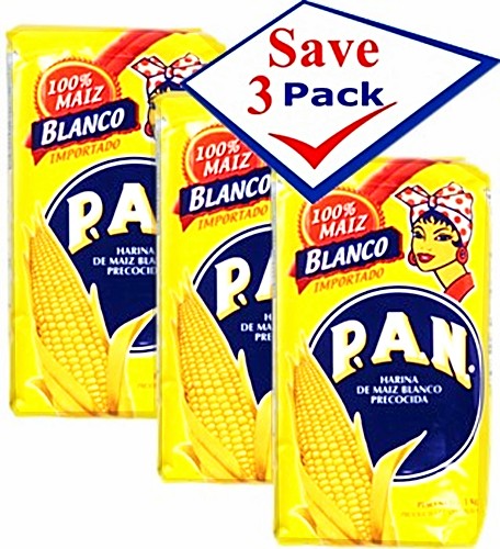 Harina P.A.N Pre-Cooked White Corn Meal 2.3 lbs Pack of 3